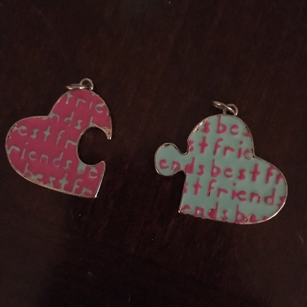 Pink and Blue friendship necklace charms
